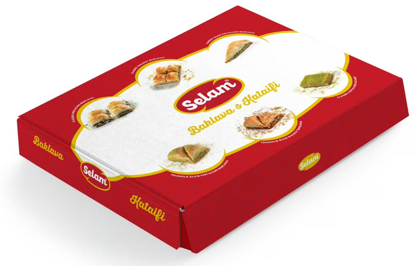 SELAM CARROT SLICE BAKLAVA W/PISTACHIO 16 PCS TRAY image 0