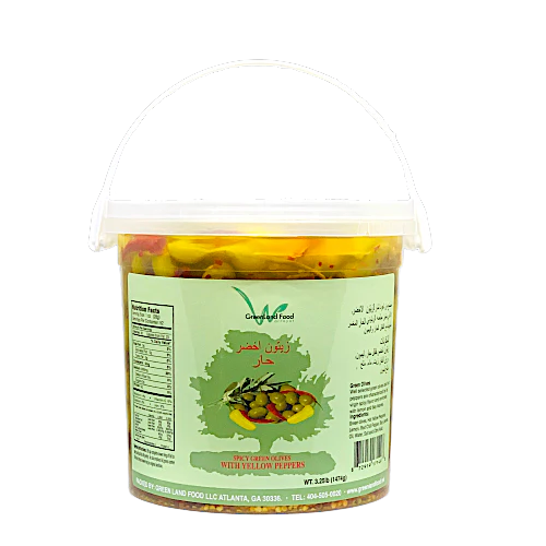 GREENLAND GREEN OLIVES SPICY 4/3.25 LB image 0