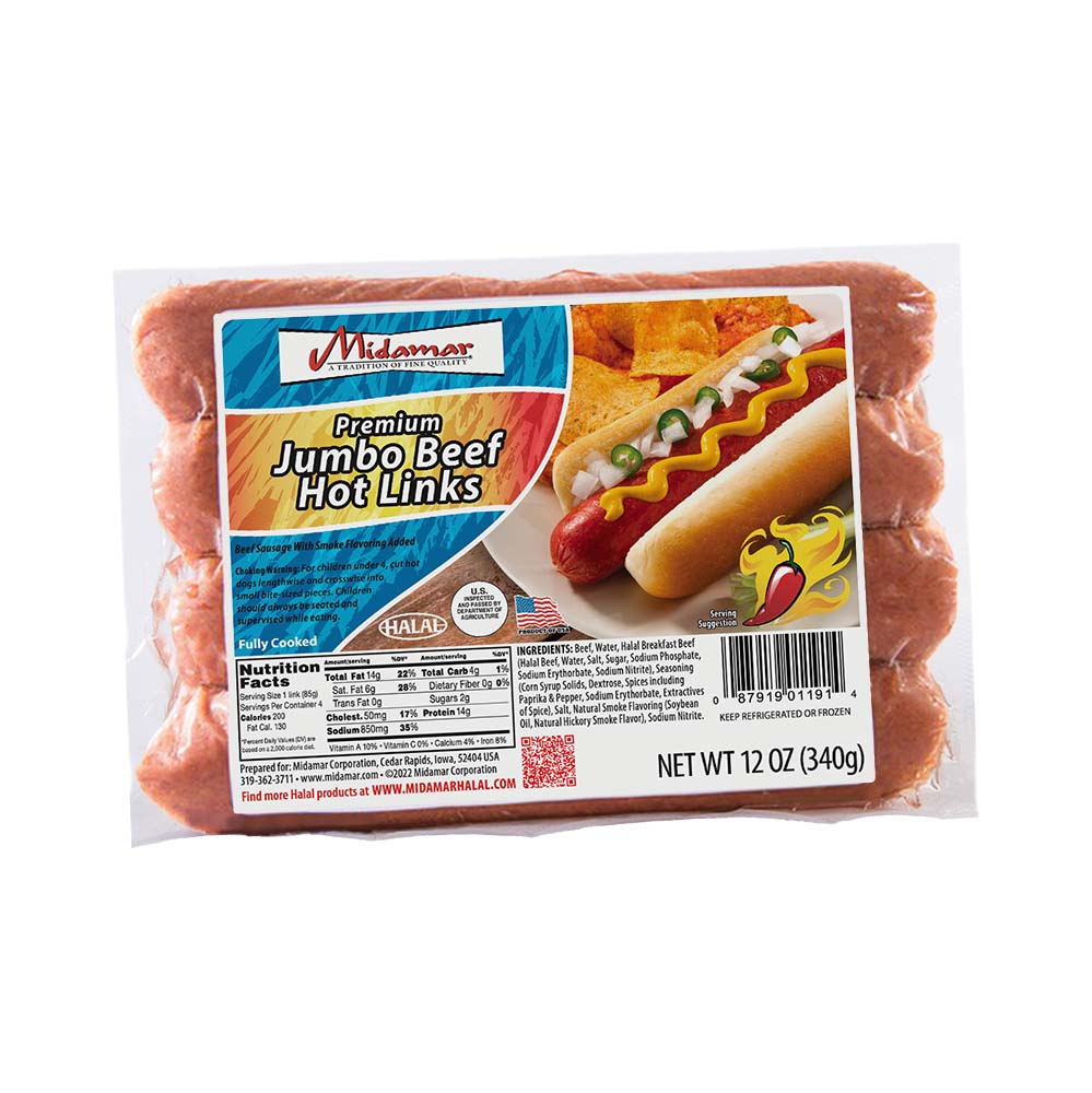 MIDAMAR JUMBO BEEF HOT LINKS 12/16 OZ image 0