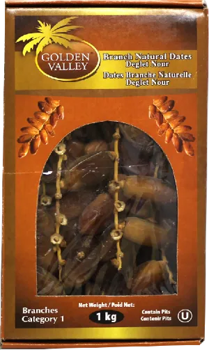 TUNISIAN GOLDEN DEGLET NOUR DATES W/BRANCH 12/1 KG image 0