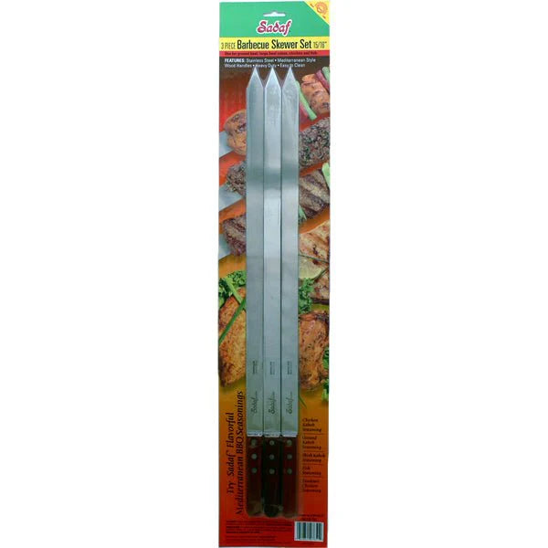 BBQ SKEWER SET OF 3 15/16" W/HANDLE image 0