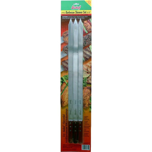 BBQ SKEWER SET OF 3 15/16" W/HANDLE image 0