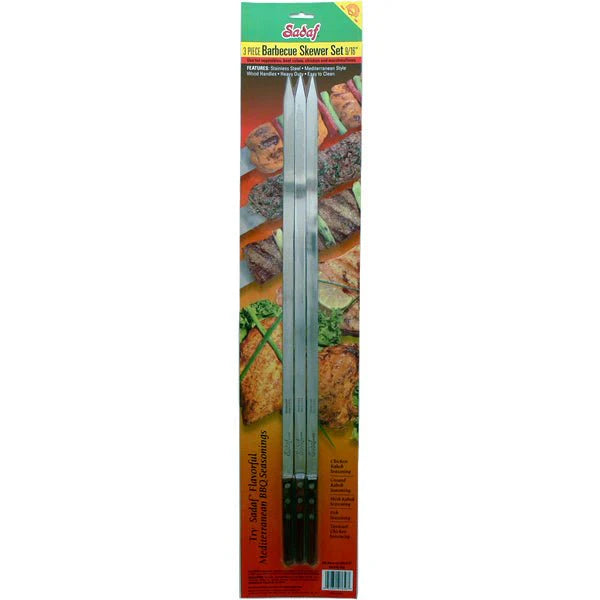 BBQ SKEWER SET OF 3 W/HANDLE  9/16" image 0