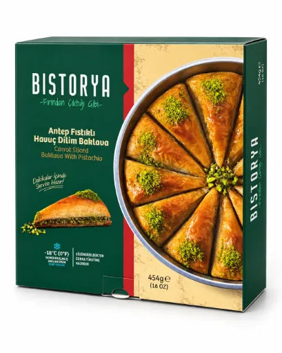 BISTORYA CARROT SLICE BAKLAVA W/PISTACHIO 24/1 LB