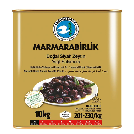MARMARABIRLIK GEMLIK BLACK OLIVES MEGA 22LB GOLD CAN