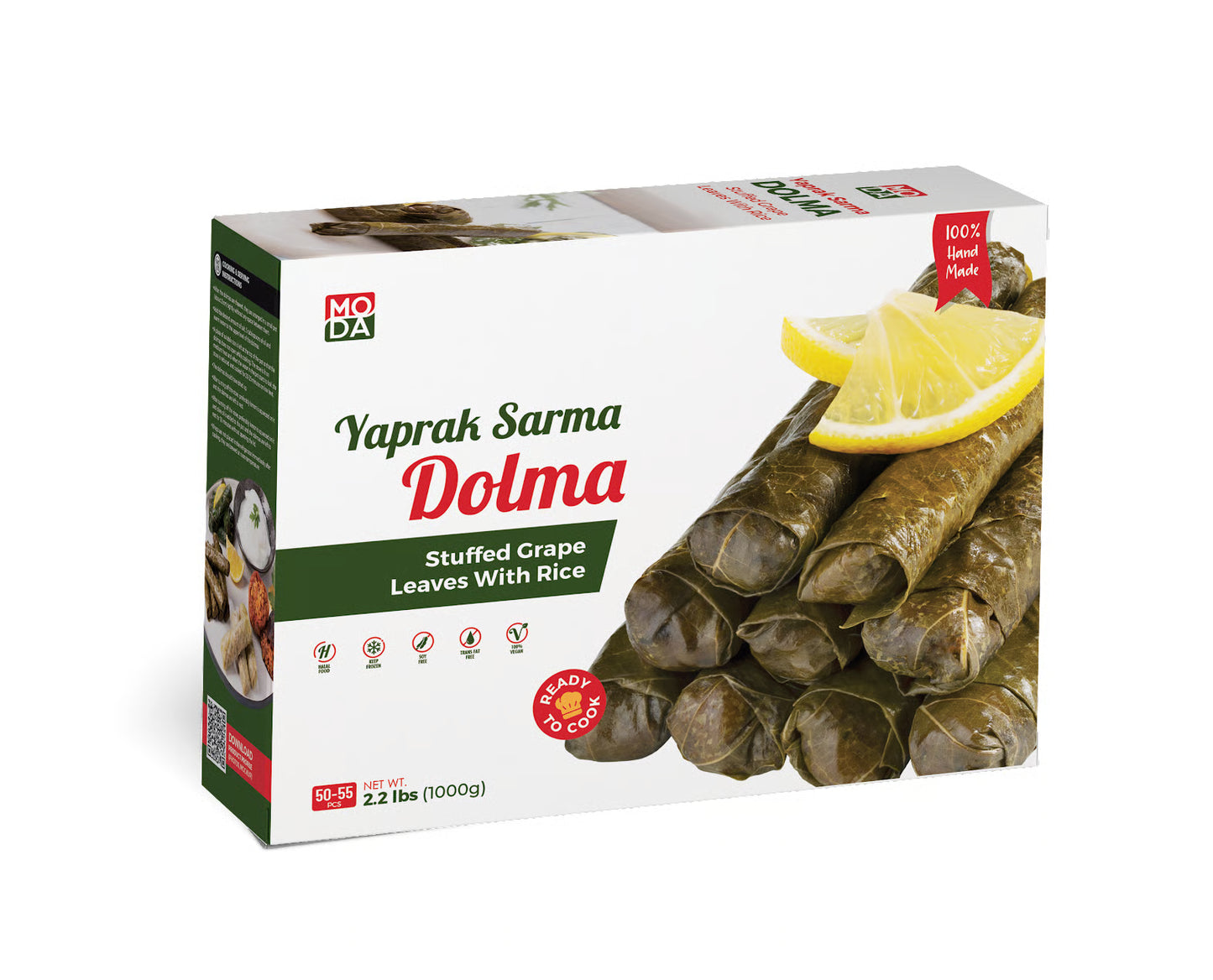 MODA DOLMA STUFFED GRAPE LEAVES W/RICE UNCOOKED 12/1000 GR