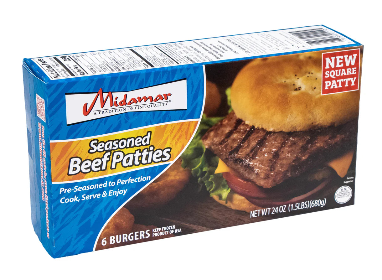MIDAMAR HALAL SEASONED BEEF PATTIES 8/24 OZ image 0