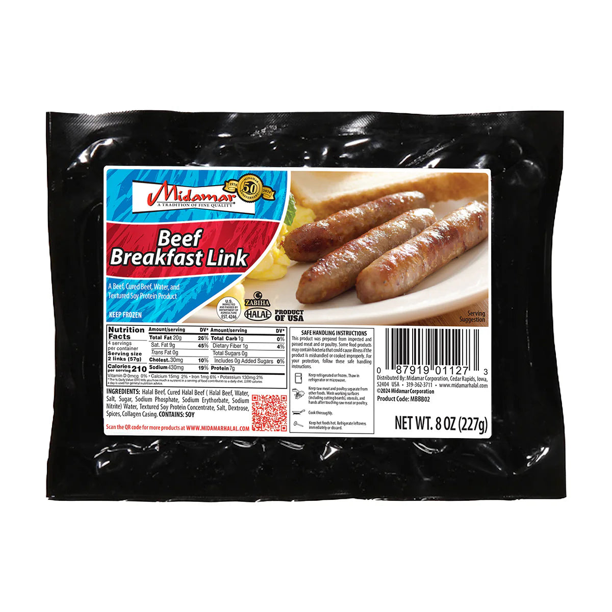 MIDAMAR BEEF BREAKFAST SAUSAGE LINK 16/8 OZ image 0